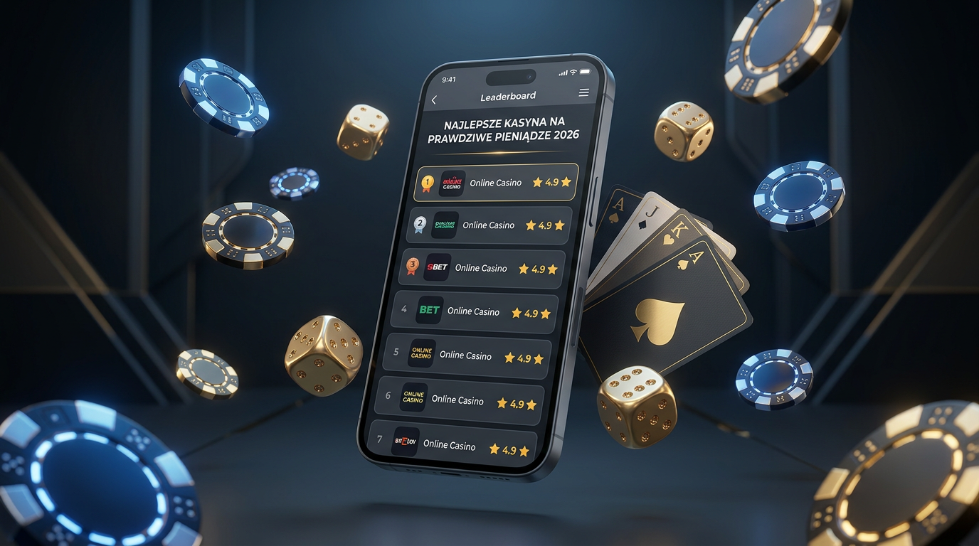 Smartfon wyświetlający ranking najlepszych kasyn online na prawdziwe pieniądze 2026